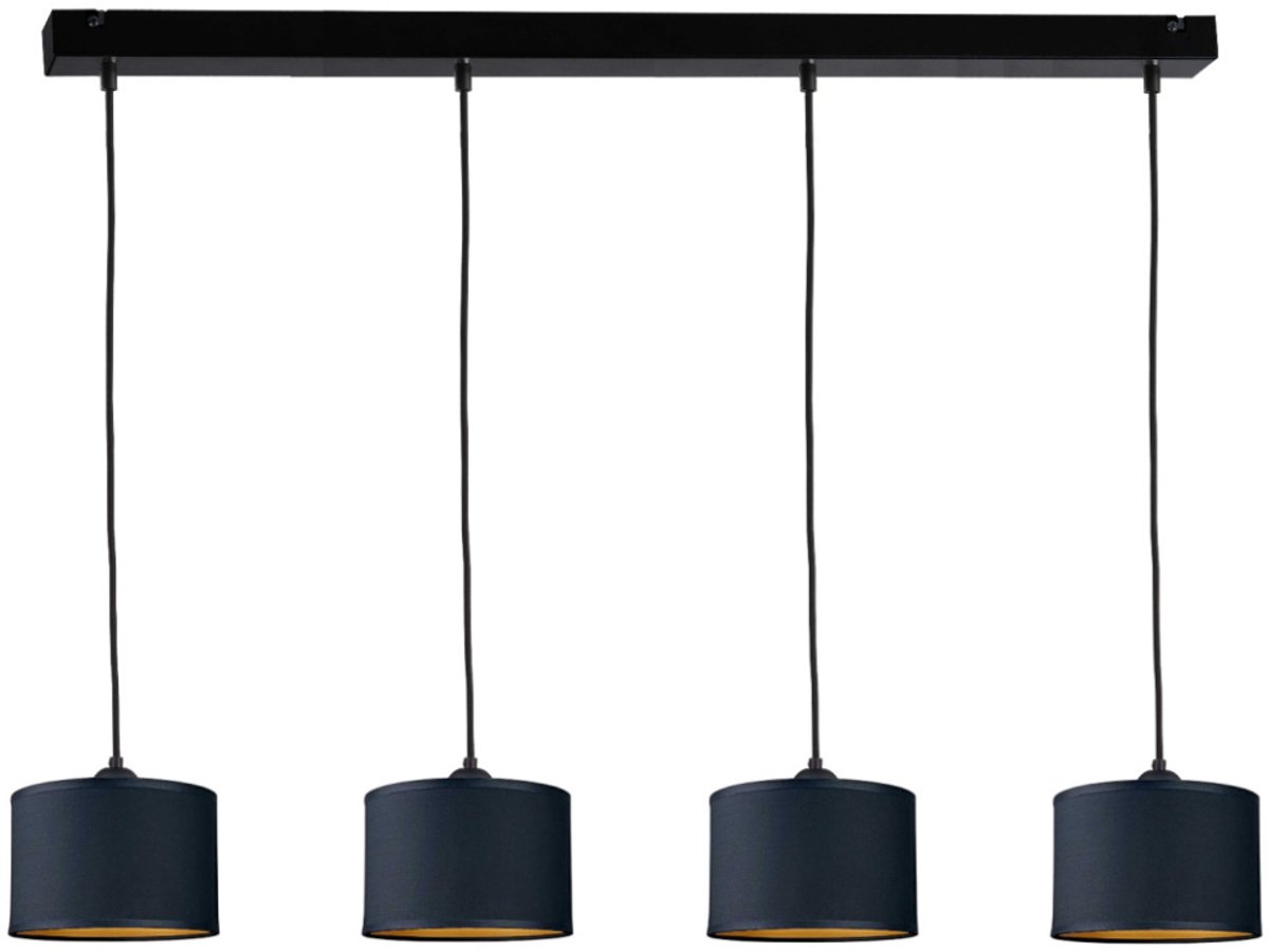 KETER LIGHTING FLOW BLACK Hanglamp 4xE27 – Zwart Metaal & Zwarte Stoffen Lampenkappen
