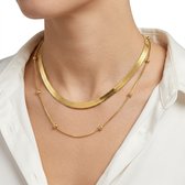 Goudkleurig ketting dames layer ketting set met snake chain en kralen ketting roestvrijstalen dubbele hals ketting minimalistisch sieraden ontwerp