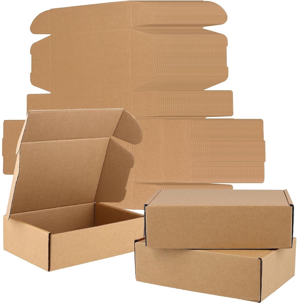 SMOAKEZ- Postdozen 50 Stuks - Golfkartonnen Verzenddozen - Kleine Verpakkingsdozen - Lichtgewicht en Draagbaar - 20x13x6cm - Geschikt voor Sieraden en Accessoires