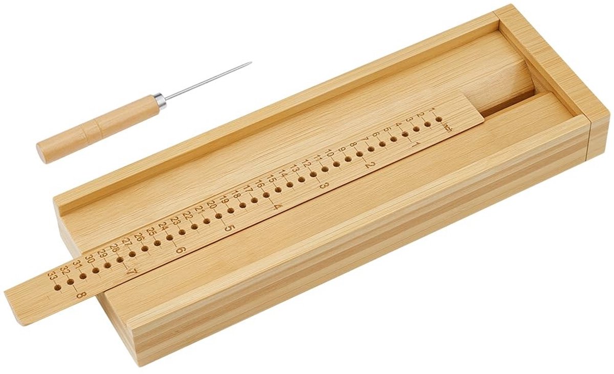 VLEMICO- Boekbindgereedschap Bamboe - Boekbindwieg - Stanswieg - Piercinggeleiding - Gatafstand 5 mm - Perfect voor doe-het-zelfprojecten - Boekbindset