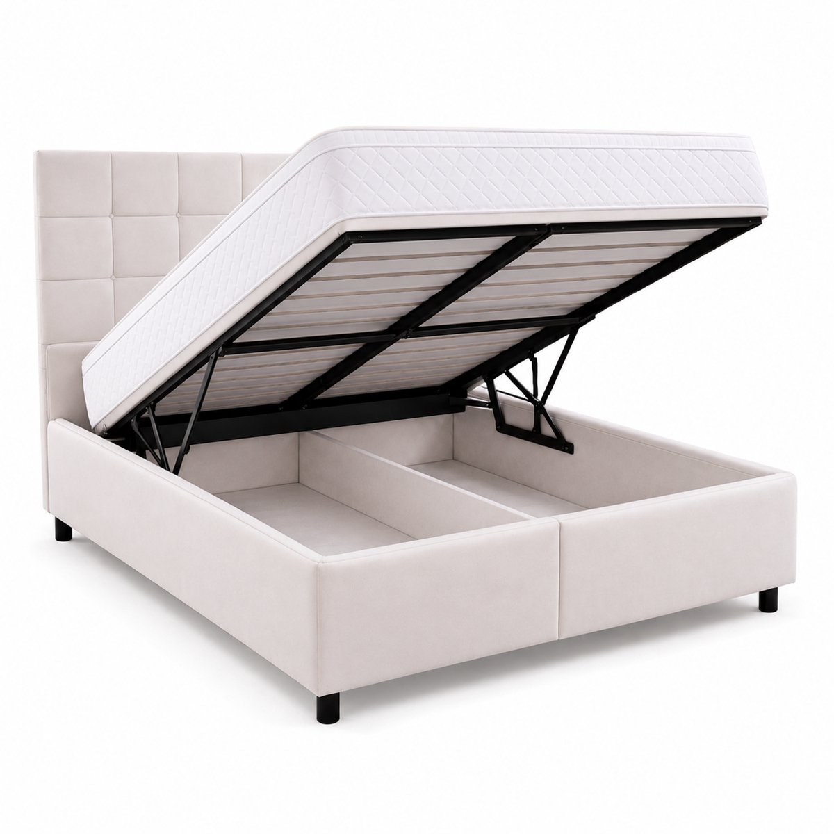 Maan matras Boxspring 140x200 met Opbergruimte - Off-white