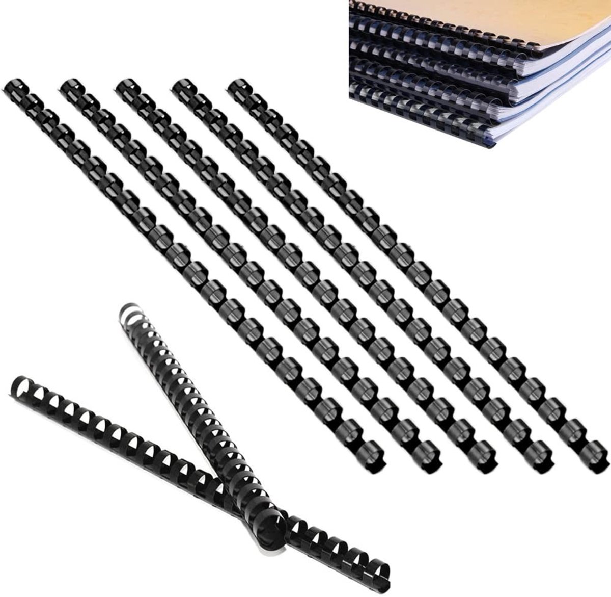 JHUBERS- Bindringen 14mm - 25 Stuks - PVC - Geschikt voor A4 Documenten - Zwart - Sterk en Herbruikbaar - Bindkam