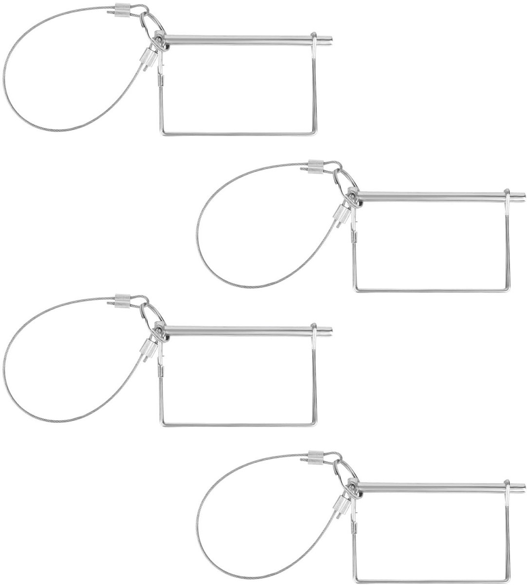 JHUBERS- Koppelpins Set van 4 - Vierkante Koppelpins - Vergrendelingspinnen - Roestvrij Staal - Antiverlies Koordring - 10,5x6x1,8 cm - Hitch Pins