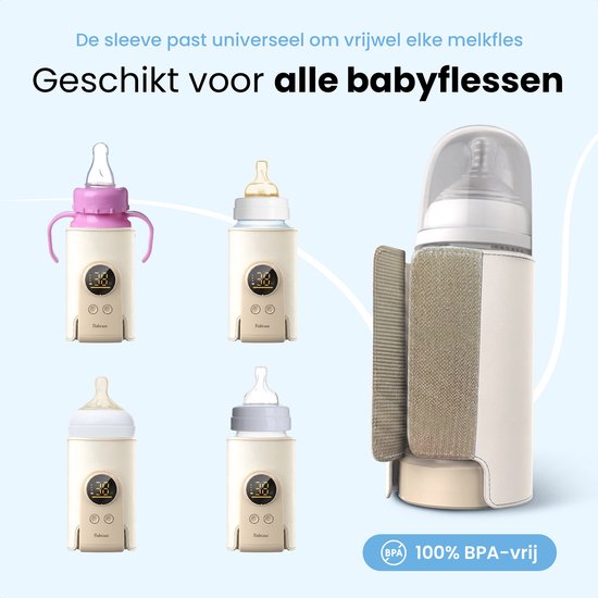 Babease - automatische flessenverwarmer - op accu - past op elke fles - 6 temperatuurniveaus — afbeelding 5