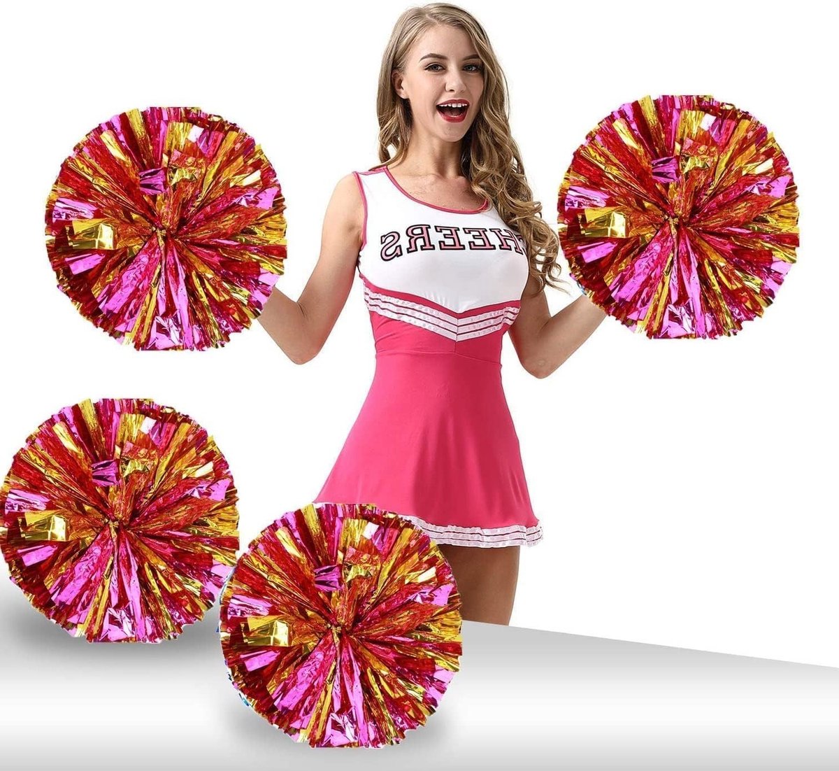 Pom Pom Cheerleader Pompoms - 2 Stuks Roze Goud, Ideaal voor Cheerleading, Dans en Sportevenementen