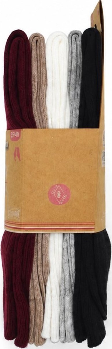 INTERSOCKS- 5 PAAR DAMESSOKKEN- 80% KATOEN - 5 KLEUREN