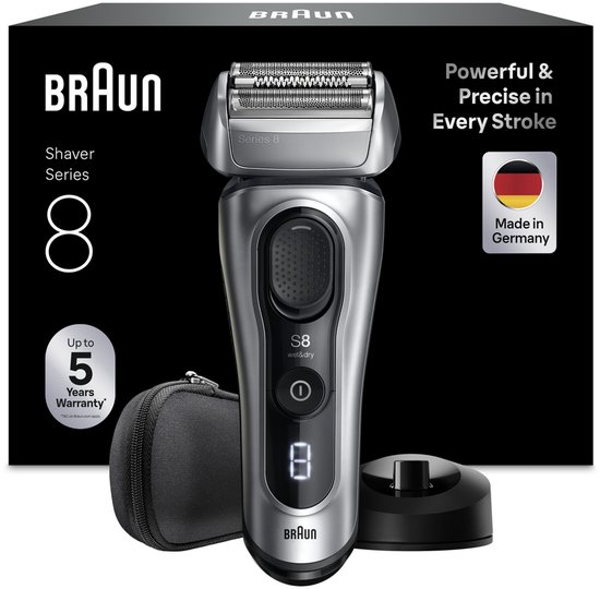 Braun Series 8 Elektrisch Scheerapparaat - SensoAdapt - Oplaadstandaard - 8617S - Zilver - Scheerapparaat voor Mannen