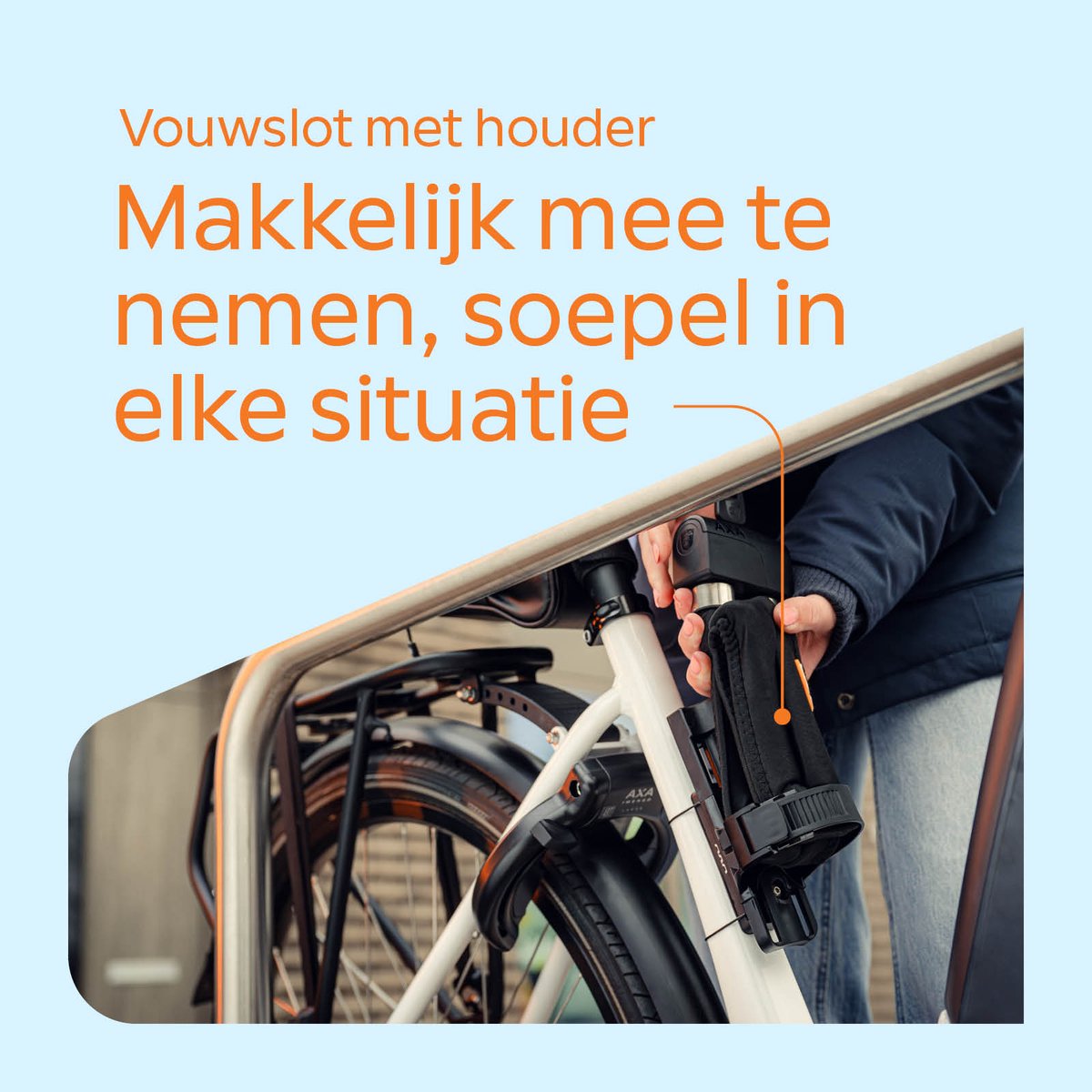 AXA Foldable 6-95 Vouwslot – Slot voor fiets, racefiets, mountainbike – Fietsslot met houder en Sleutelservice – Stalen schakels – 95 cm – foto 6