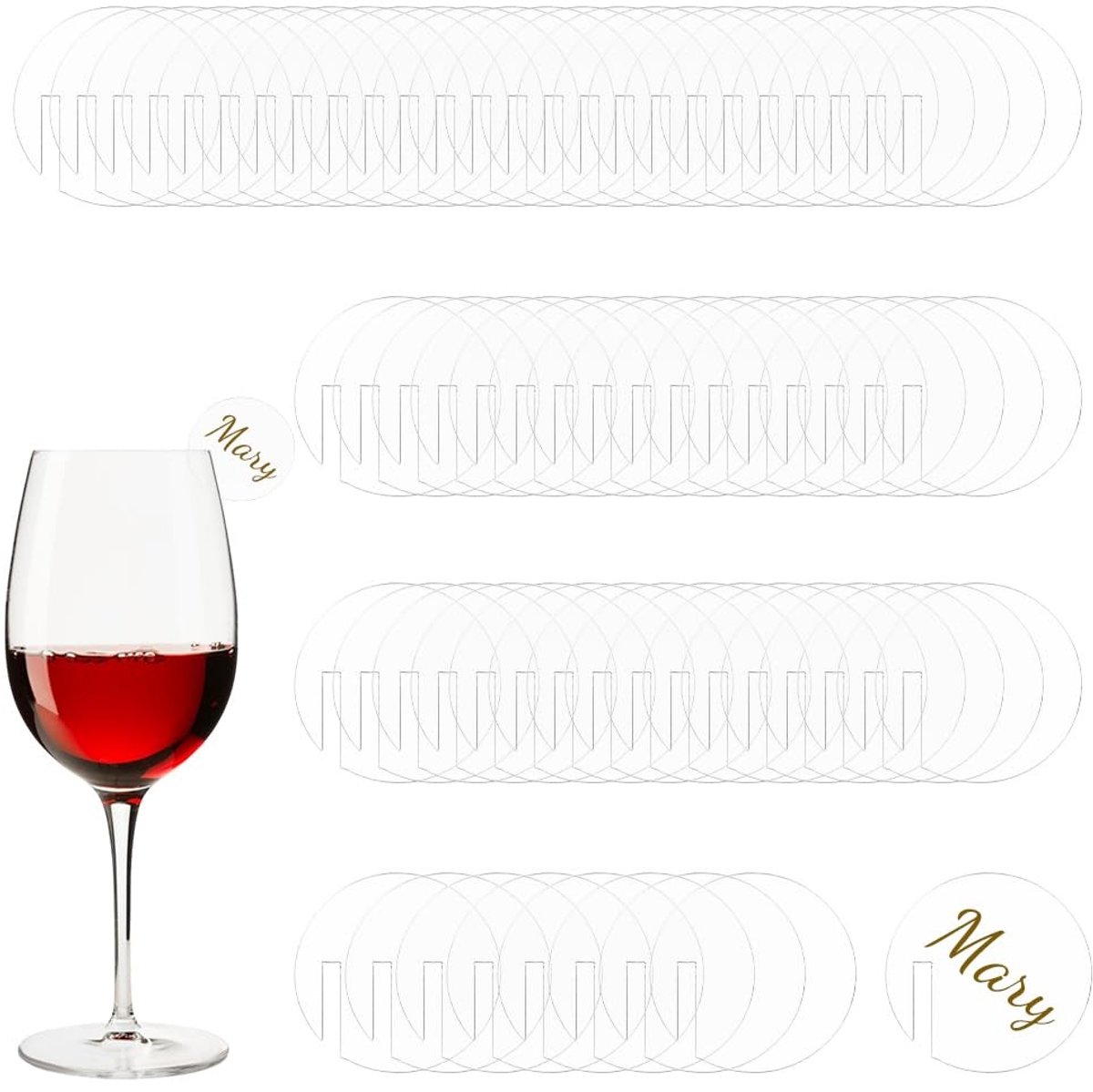 Dailygoods - Etiketten voor Drinkglazen - Acryl Cirkels - Perfect voor Feestjes - Wijnglas Decoratie - Unisex Volwassen - 16,5 x 8,6 x 2 cm