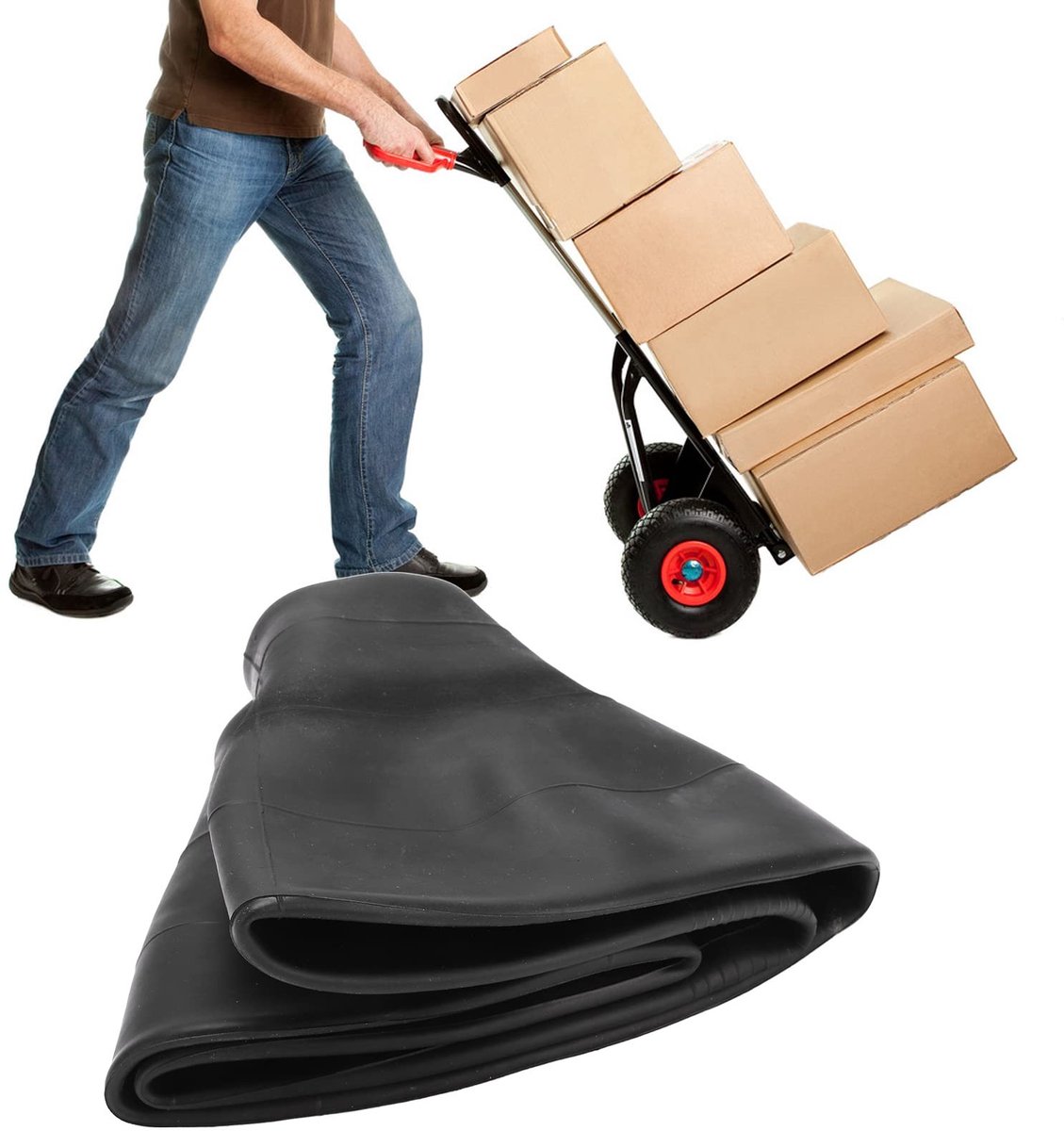 Dailygoods- Binnenband 18 inch - Rubber - Recht Ventiel - Geschikt voor 8,5/9,5 inch Banden - Voor Karren/Aanhangers - Gewicht ca. 900 g - Luchtkamer