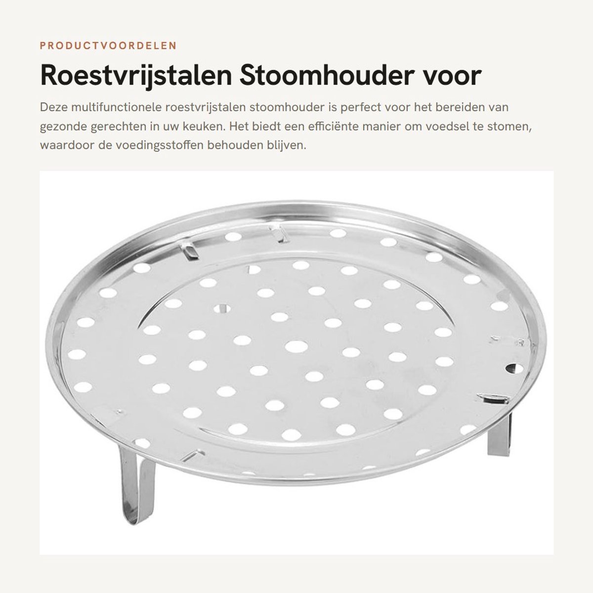 Dailygoods- Stoomhouder Heavy-duty - Multifunctioneel Kookgerei - Roestvrij Staal - Ronde Stoomrekstandaard - Grootte S: 20x20x5 cm - Verhoogd Ontwerp - Kookstomer