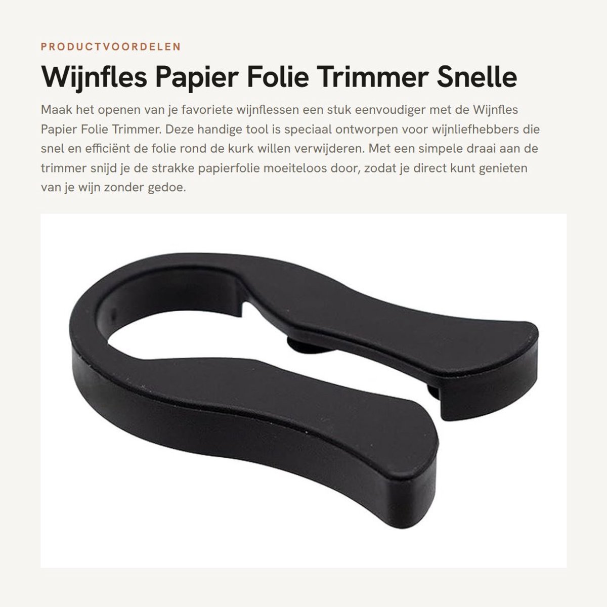 Dailygoods - Wijnfles Papier Folie Trimmer - Snelle en Eenvoudige Folie Verwijderaar - Zwart - Handige Wijnaccessoire - Perfect voor Wijnliefhebbers -...