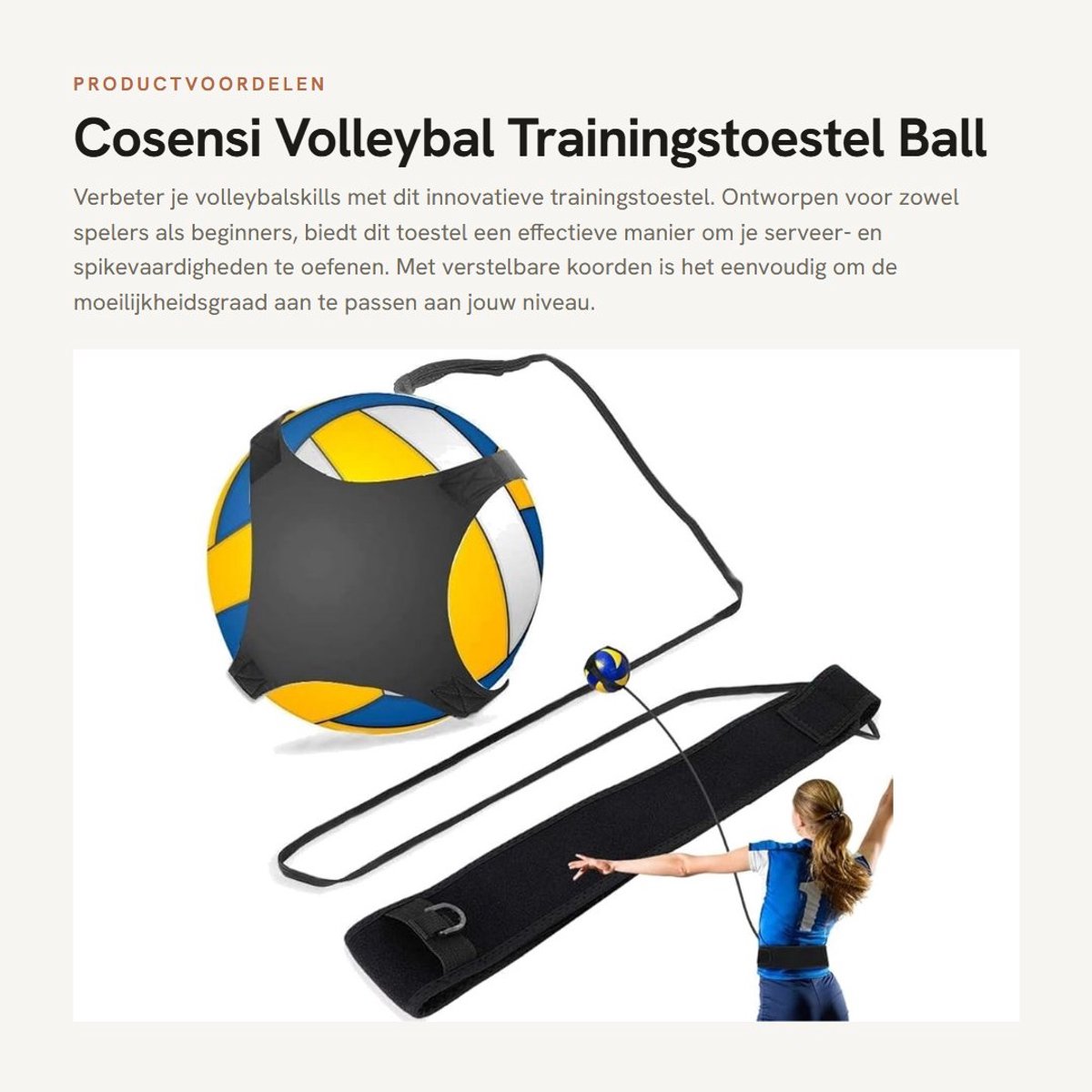 Dailygoods- Volleybal Trainingstoestel - Verstelbare Koorden - Ballen Terugkaatsing - Trainingsapparatuur voor Spelers - Verbeter Techniek - Geschikt voor Beginners
