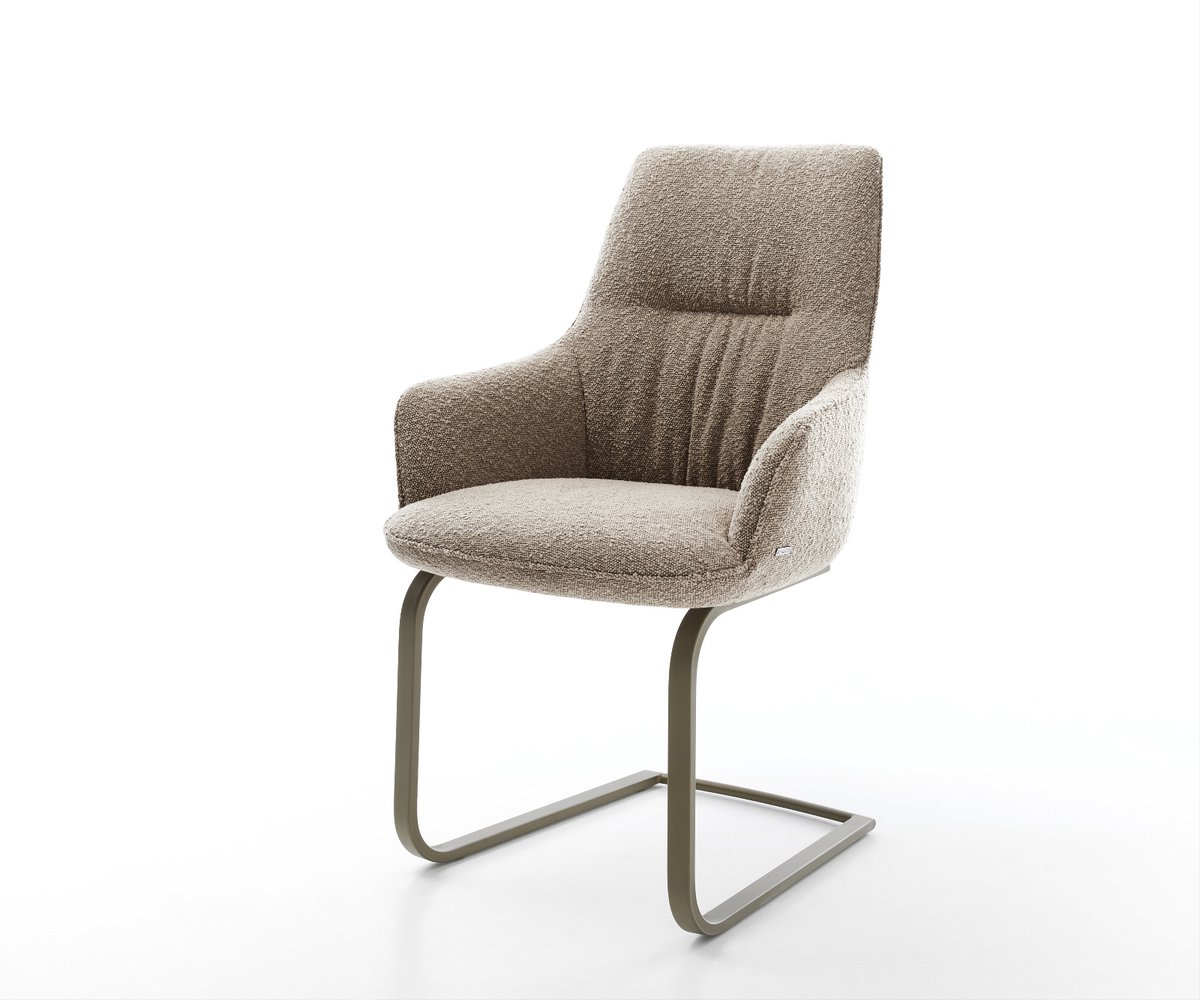 Sledestoel Zelia-Flex met armleuning sledemodel vlak afwerking met titanium bouclé mud pocketveer kern