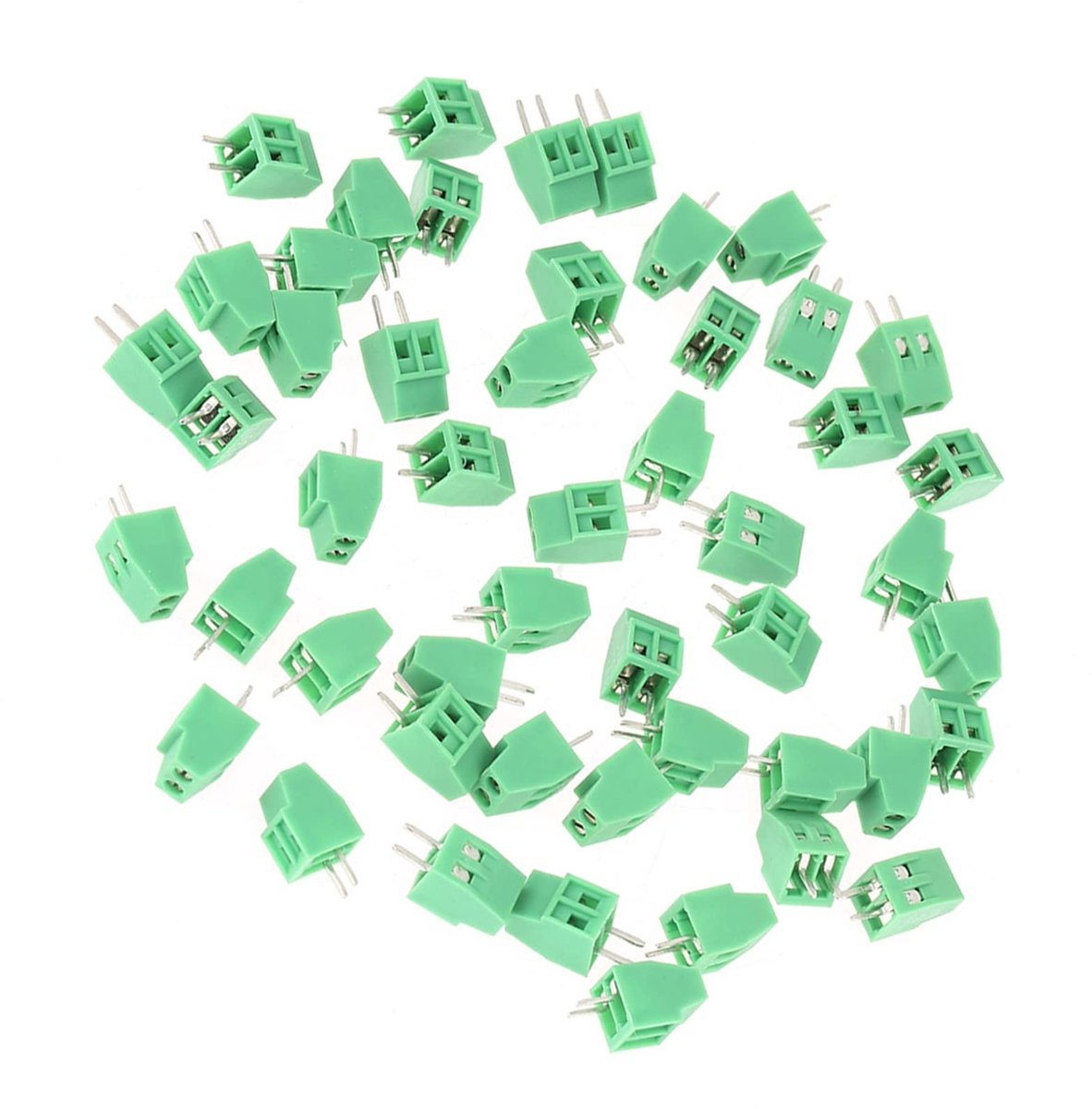 Dailygoods - 50 Stuks 2-polige Schroefklemmenblok voor PCB 2,54 mm Groen