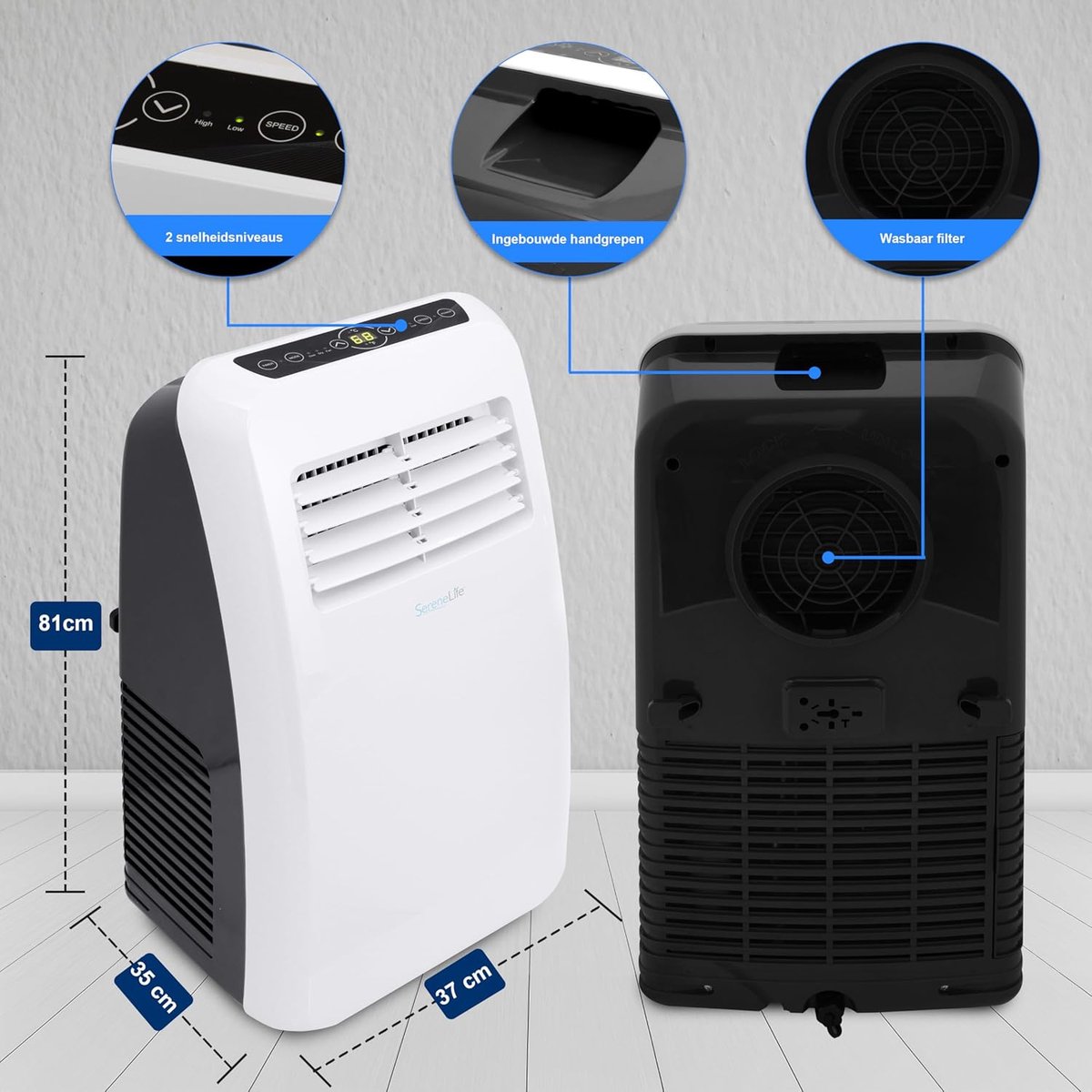 Mobiele Airco 7000 BTU - 3-in-1 Koelen, Ontvochtigen, Ventileren thumbnail 3