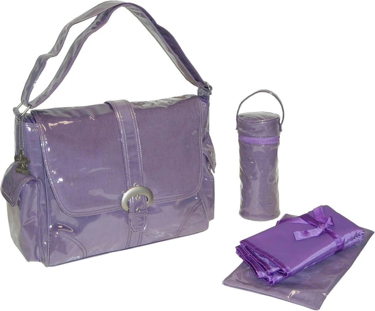Leren Luiertas - Baby tas - Baby verzorging - Waterafstotend materiaal - 15 x 36 x 28 cm - Paars Corduroy
