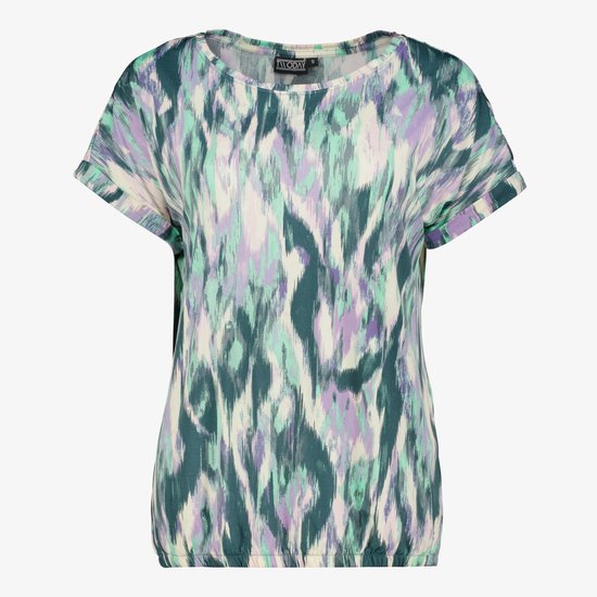 TwoDay dames top met print groen blauw - Maat L