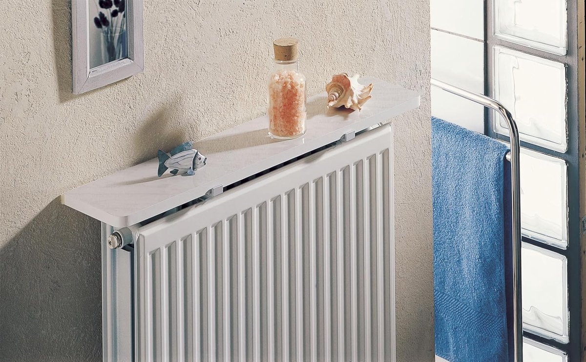Radiatorplank - Decoratief rek - Opbergen en Decoreren - Omkeerbaar en Vochtbestendig - 80 x 12 cm - Wit/Hacienda
