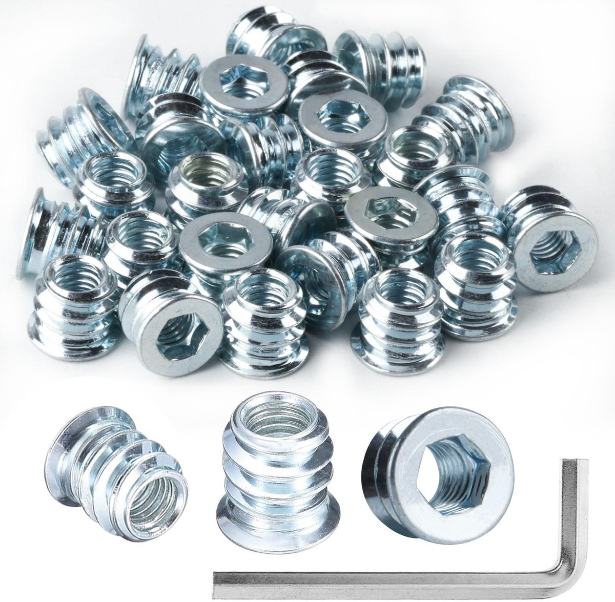 Dailygoods- Inbusschroefmoer 50 Stuks - Houtschroefinzet - Schroefbus - Inbusschroefmoffen - Schroefinzetten - Duurzaam Koolstofstaal