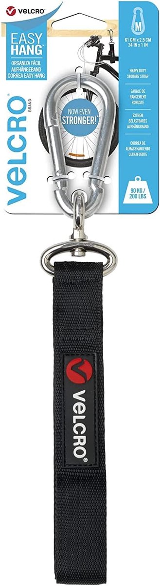 Hangband - Opbergband - Items Ophangen - Draaibare Connector - 25MM X 61CM - Zwart