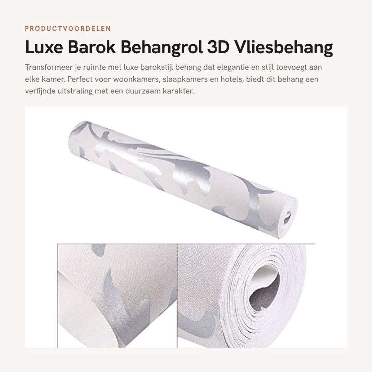 Dailygoods- Behang Luxe 3D - Vliesbehang Waterdicht - Muurdecoratie Woonkamer - Decoratie Slaapkamer - Hoogwaardig Materiaal - Groot Oppervlak 10 m x 0,53 m