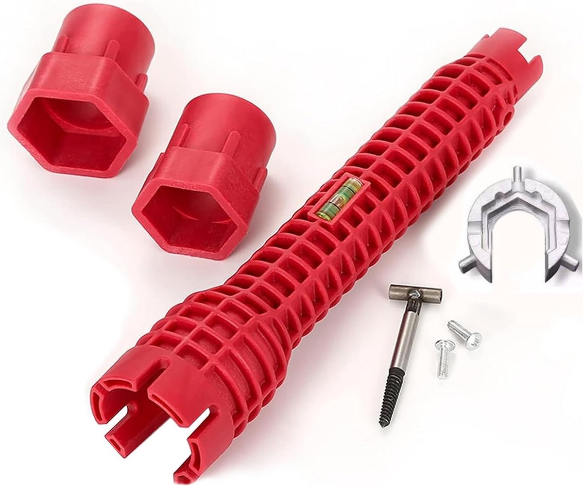 Multifunctionele 8-in-1 Kraansleutel voor Montage en Reparatie Sanitair, Wastafel en Badkamer