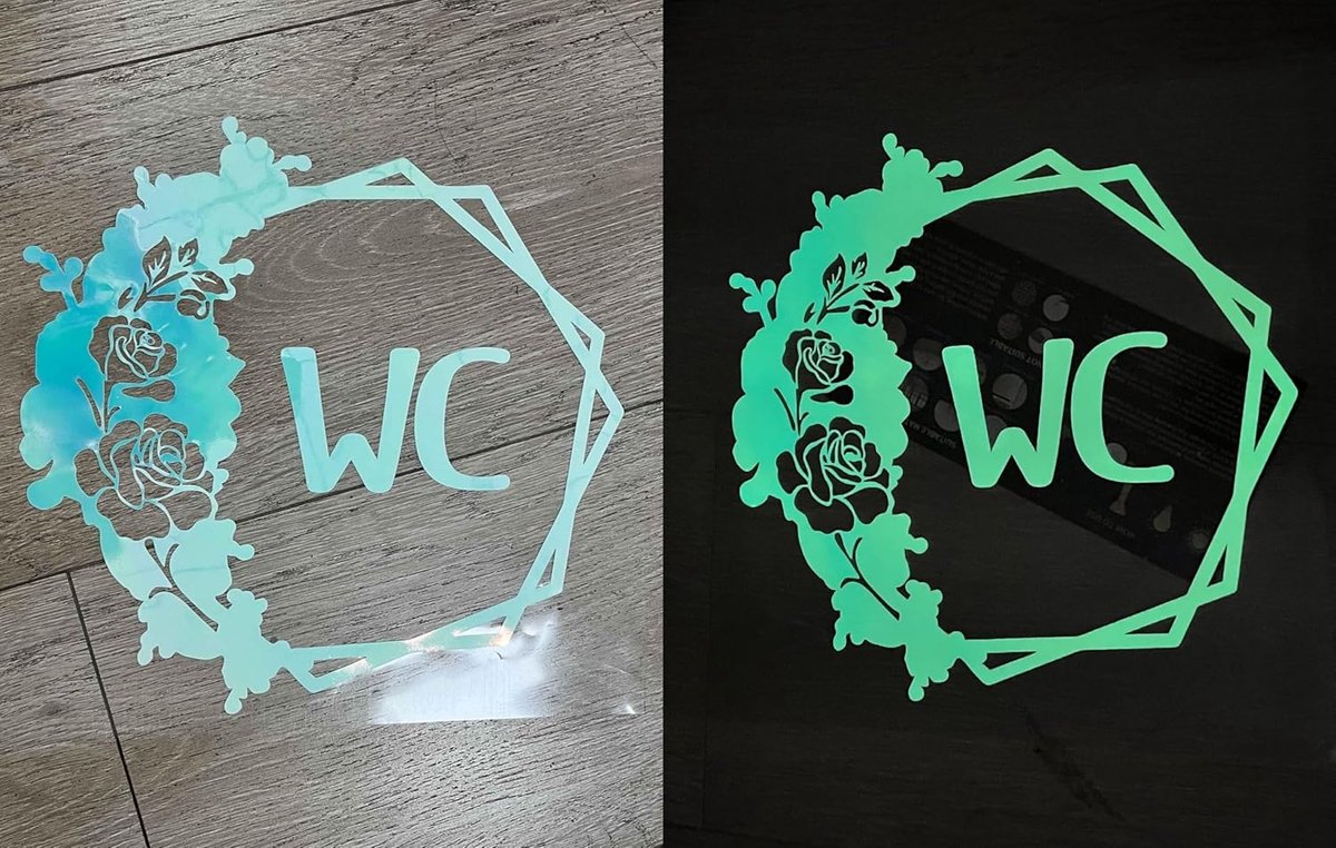WC Deursticker - Lichtgevende Sticker - Toilet Aangeven - Bloemenmotief Glow in Dark - 30
