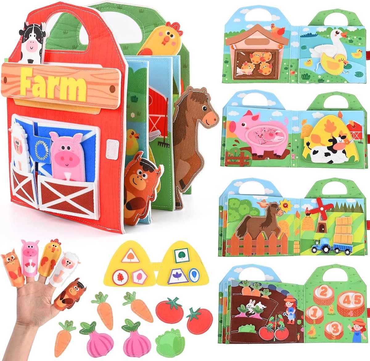 Stille Boek Boerderij - Activity Book - Leren en Ontwikkelen - Montessori Geïnspireerd - 15 Activiteiten - Multicolor