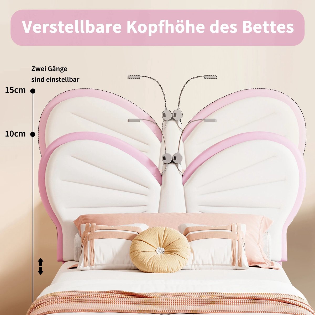 Dailygoods Kinderbed Gestoffeerd kinderbed voor meisjes 90x200cm, eenpersoonsbed met leesl