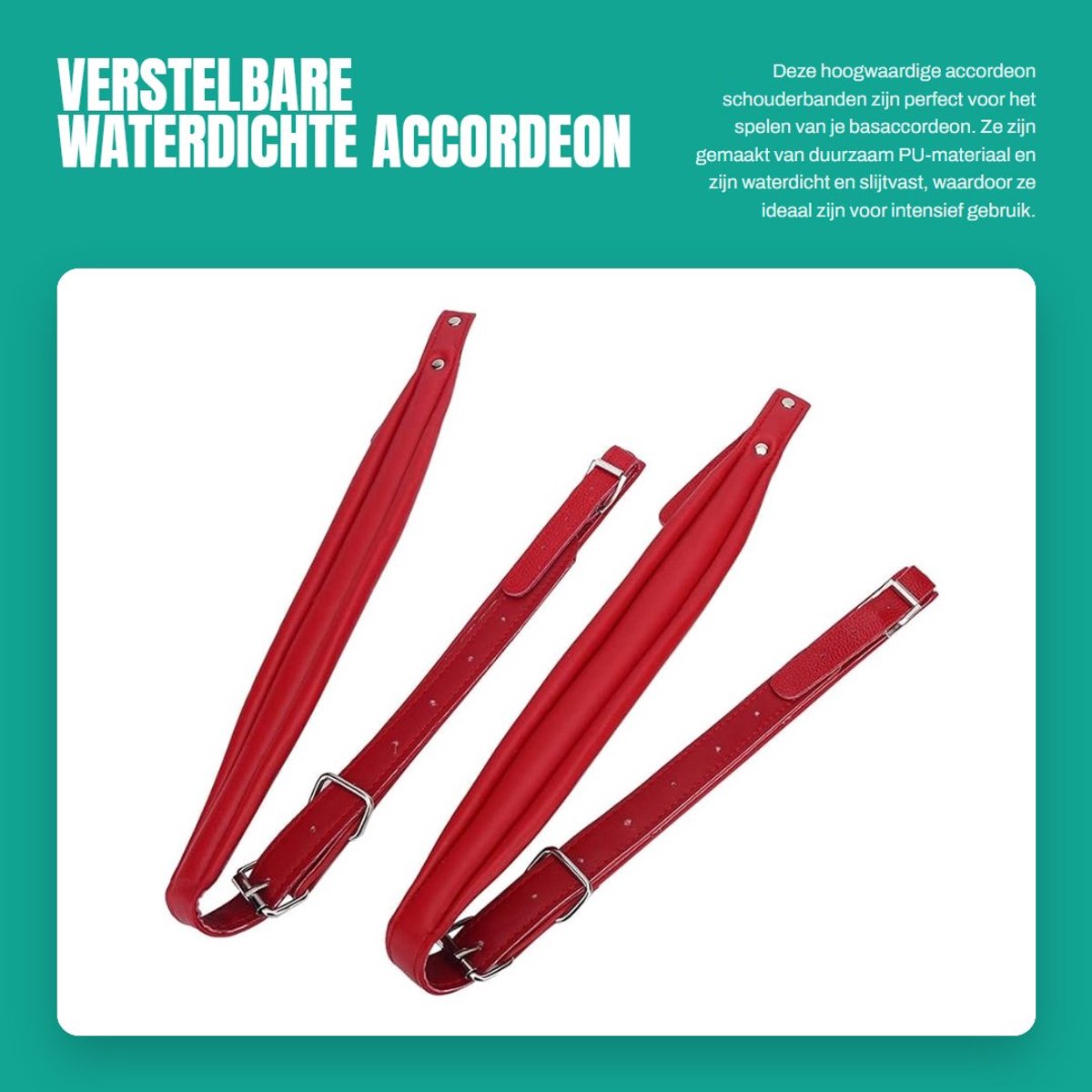 Dailygoods- Accordeon Schouderbanden Verstelbaar - Duurzaam PU-Materiaal - Waterdicht - Slijtvaste Riemen - Comfortabele Draagervaring - Geschikt voor 16/120 Basaccordeon - Accordeonriemen