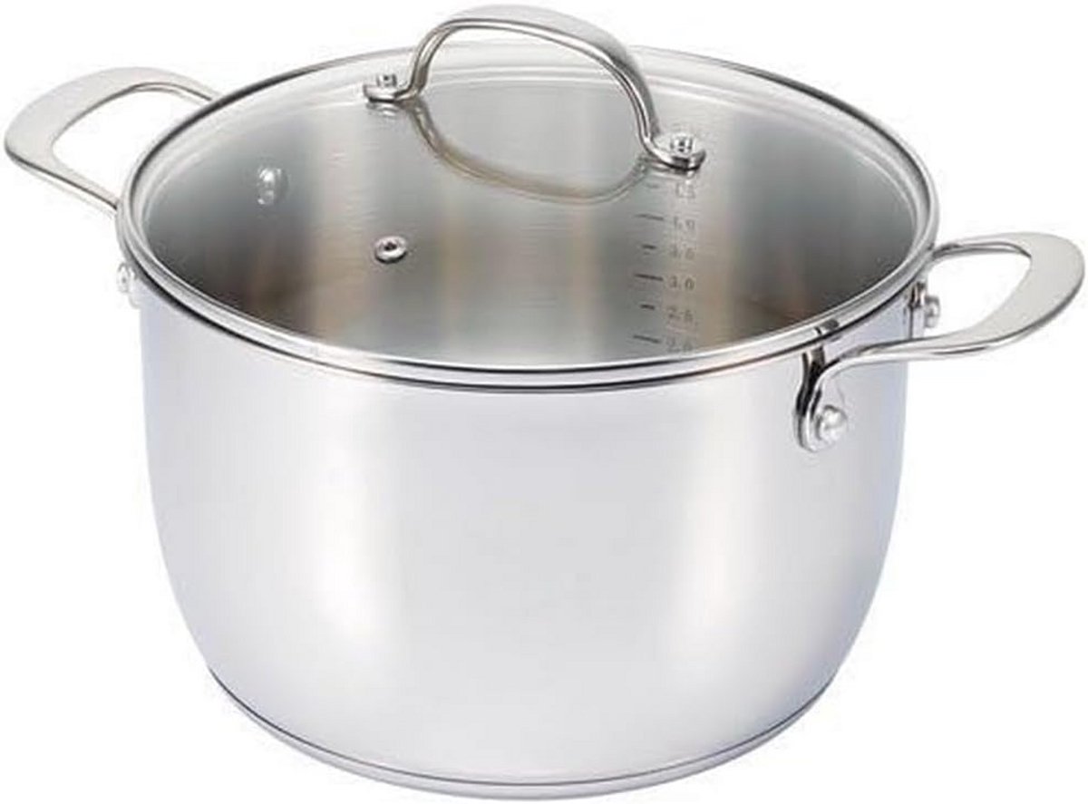 Groentepan met deksel - Kookpan RVS - Gezond Koken - Capsulebodem Inductie - 24 cm - Zilverkleurig