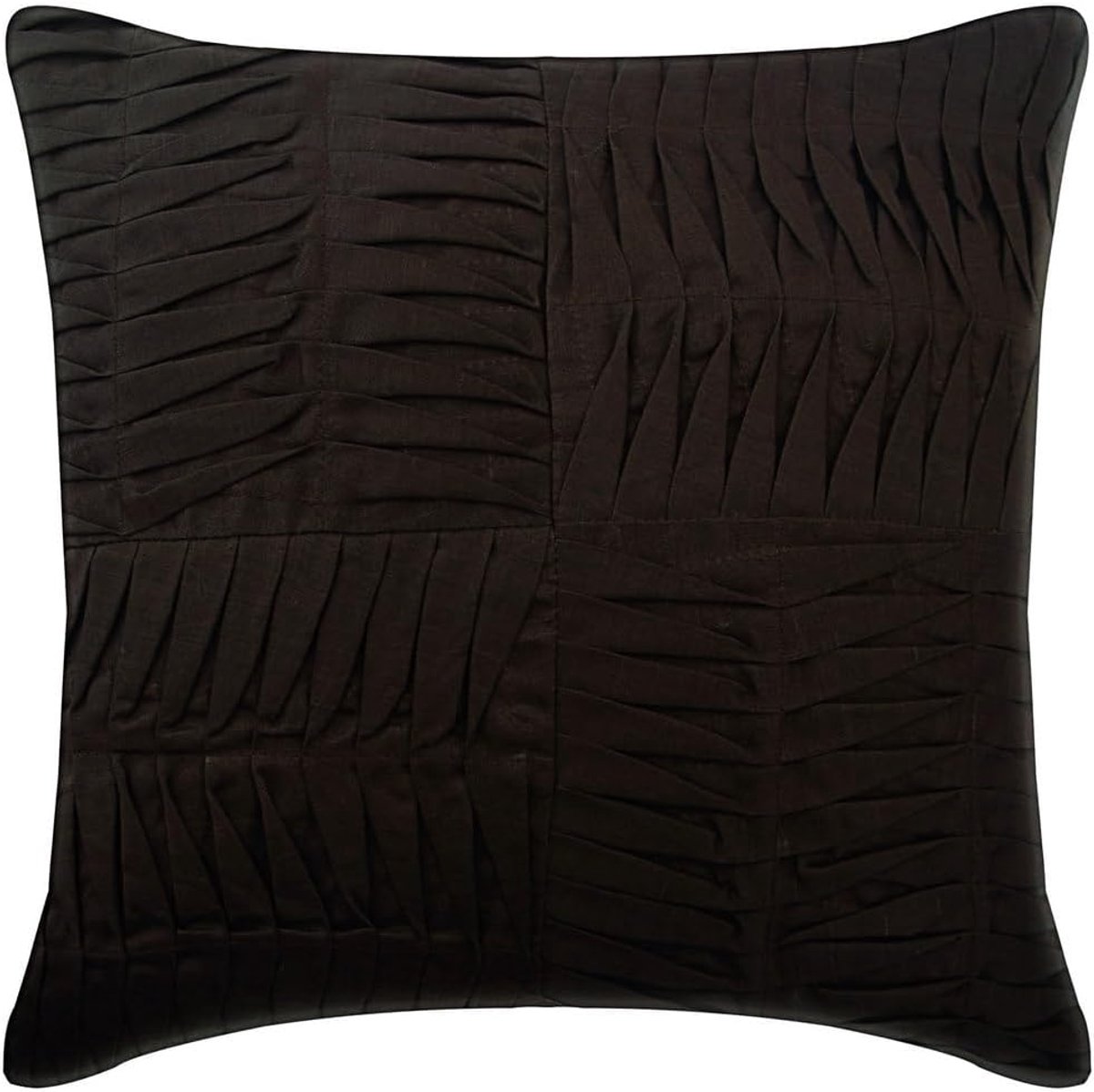 Decoratieve Kussenhoezen - Linnen Kussens - Woonkamer Decoratie - Handgemaakt Pintuck Design - 45x45 cm - Bruin