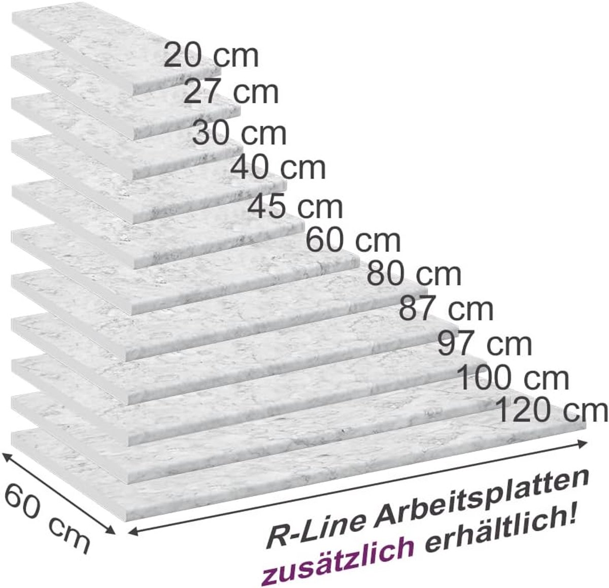 Keuken Werkblad - Aanrechtblad - Keuken Renoveren - Universele Pasvorm - 60 cm - Wit Marmer