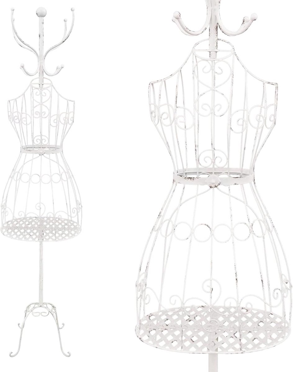 Decoratieve Paspop - Dames buste - Kleding presenteren - Met opbergvak - 175 cm hoog - Antiek wit