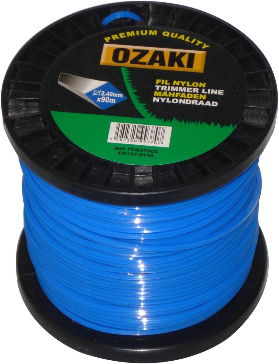 Spoel Nylon Draad - Grasmaaier Touw - Onkruid Verwijderen - Vierkante Profiel - 90 m 2.4 mm - Zwart