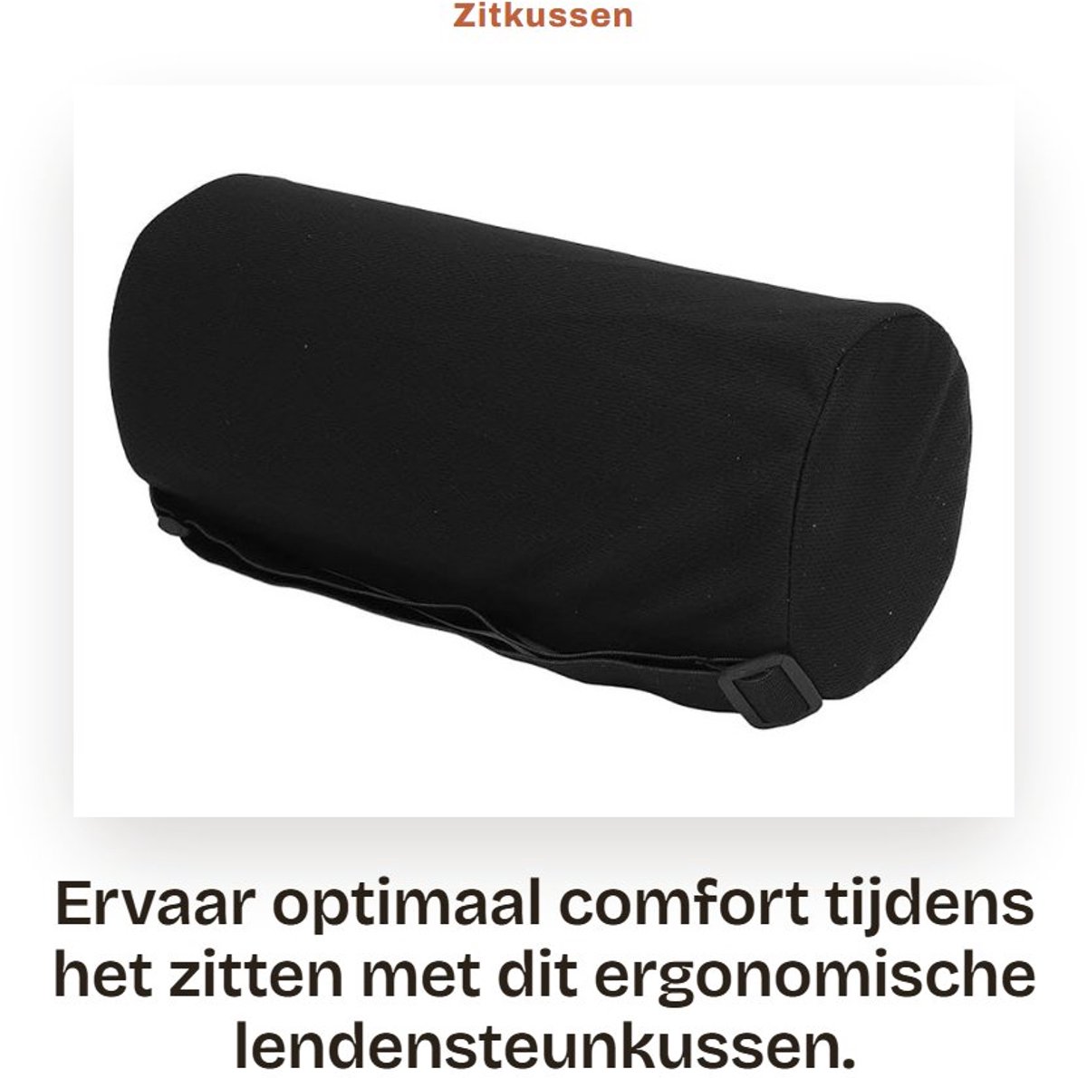 Dailygoods- Lendensteunkussen Ademend 3D-stof - Zitkussen - Rugrol - Verstelbare riem - Veerkrachtig - Ondersteuning bij langdurig zitten - Rugkussen