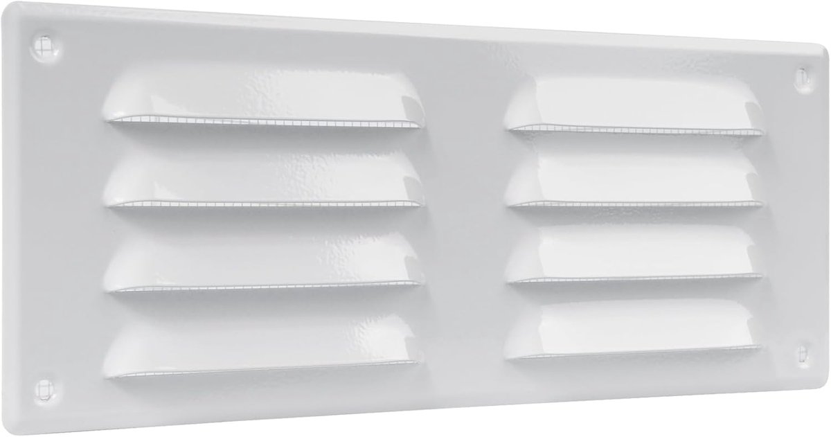 Ventilatierooster met gaas - Luchtgitter insectenwering - Ventilatie afdekken - Temperatuurbestendig - 260x105 mm - Wit