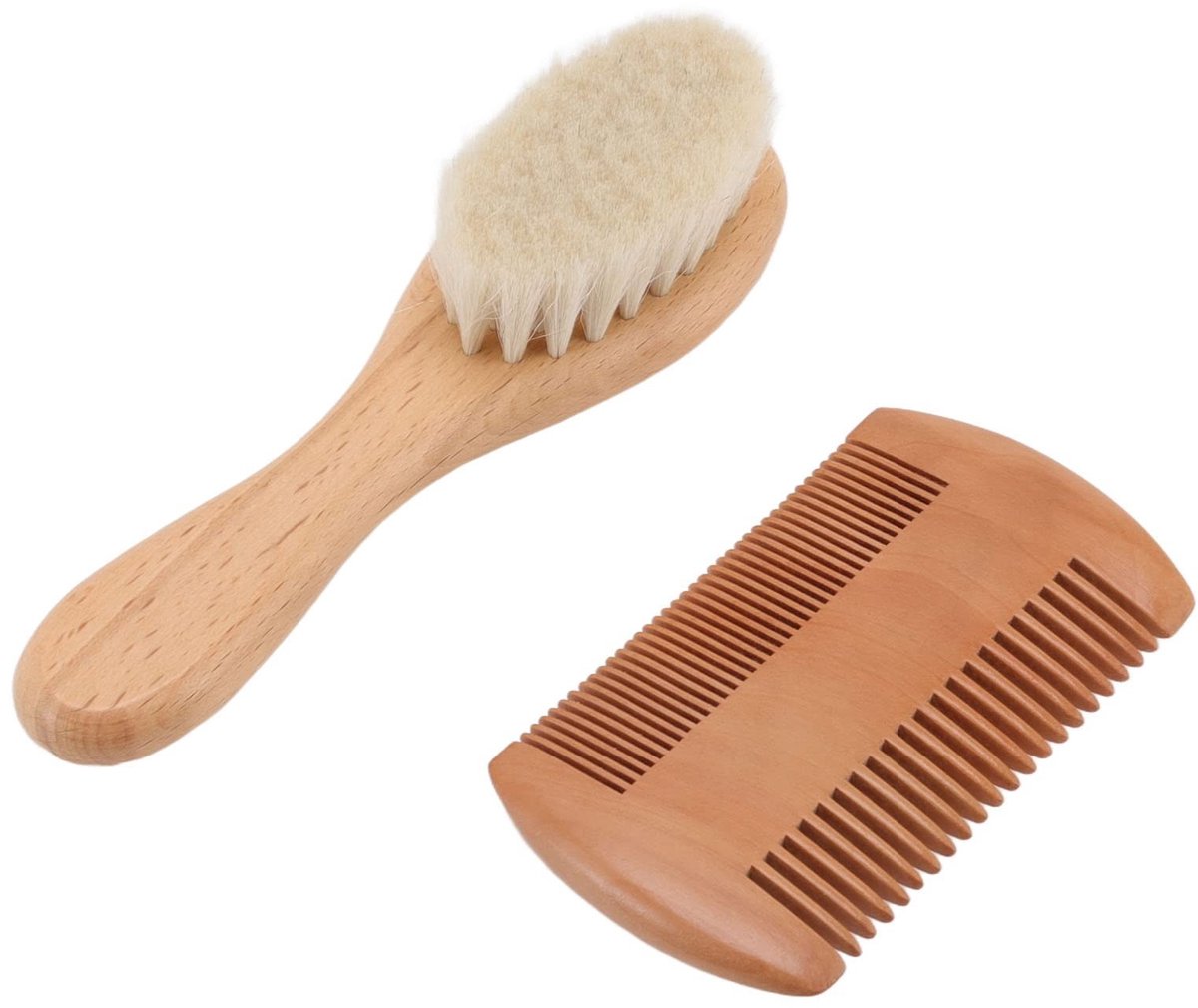 Dailygoods- Babyhaarborstel Set - Dubbelzijdige Kam - Houten Borstel