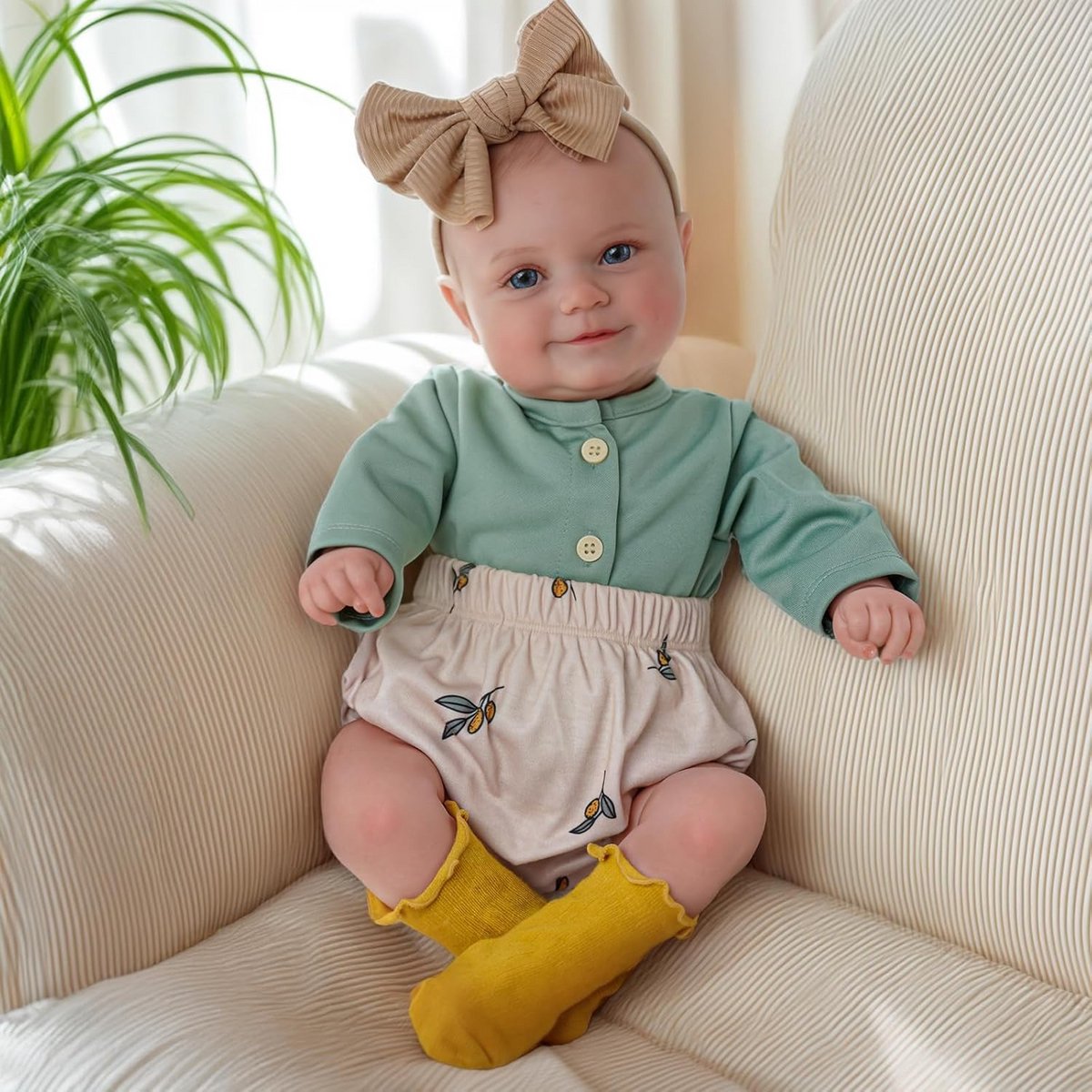 Reborn Baby Pop - Levensachtige Pop Babyspeelgoed - Kinderspel - Met Lachende Uitdrukking - 50 cm - Blauw