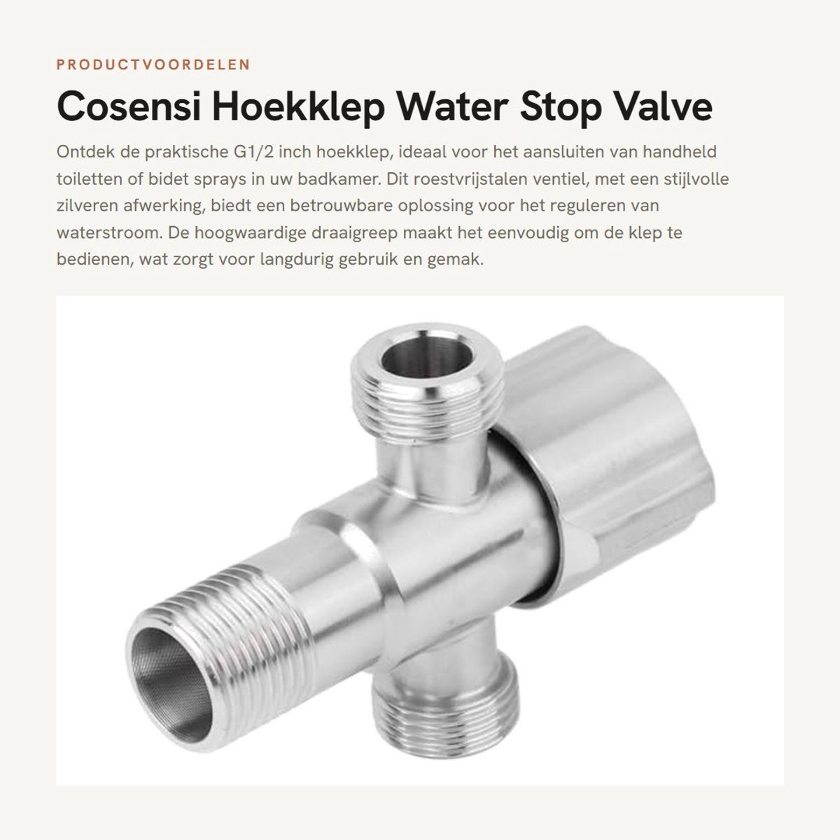 Dailygoods- Hoekklep Roestvrij Staal - Water Stopkraan - Hoekventiel