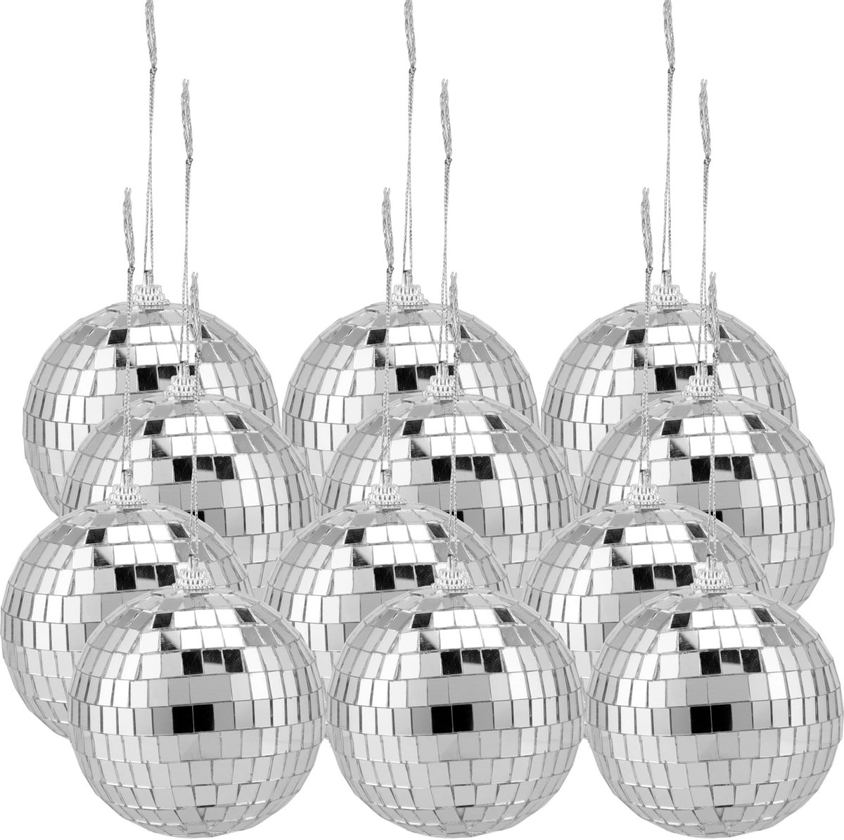 Dailygoods- Discobal 12 Stuks 8 cm - Hangende Disco Bal - Decoraties voor Verjaardagen - Bruiloften - Podium Rekwisieten - Lichtgewicht Met Ophangkoord - Spiegelbal