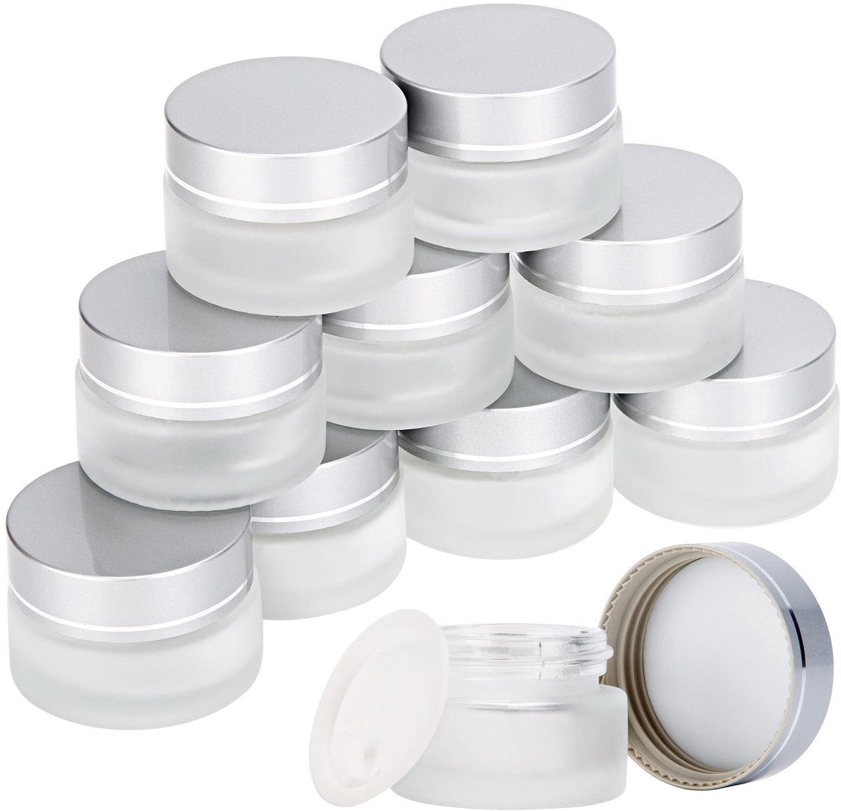 Dailygoods- Crèmepotje 20 ml - Glazen Potje - Cosmetica Potjes - Leeg Potje - Schroefsluiting - Ideaal voor Reizen - Hoge Kwaliteit - Cosmeticapotjes