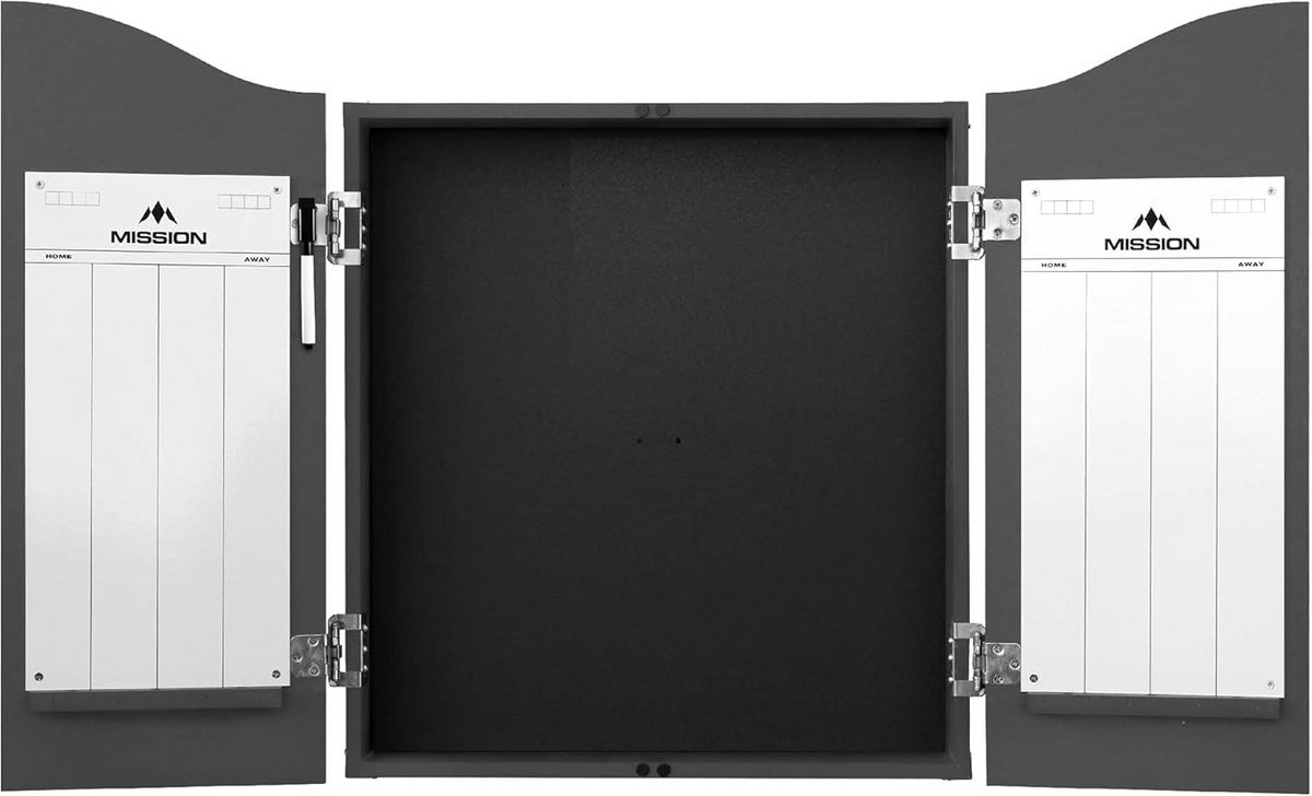 Dartkabinet - Dartbordkast - Beschermt dartbord - Inclusief scoreborden - 49.5 x 59 cm - Grijs
