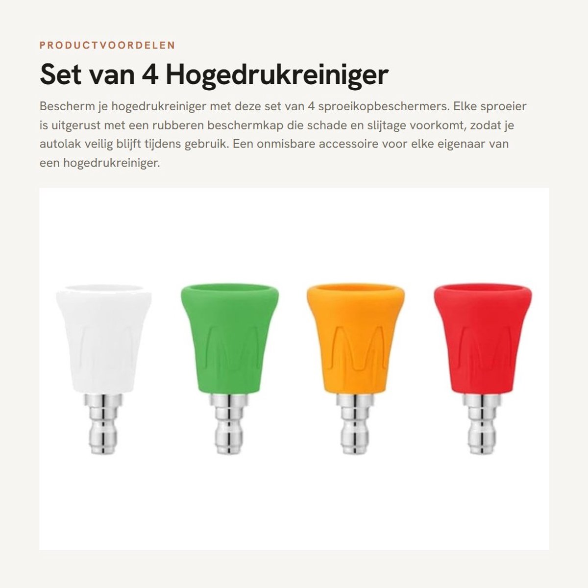 Dailygoods- Sproeikopbeschermers 4 Stuks - Roestvrijstalen Sproeikoptipset - Rubberen Beschermkappen - 1/4" Snelkoppeling - Gatdiameter 1,4 mm - Bescherming tegen Krassen - Hogedrukreiniger Sproeiers