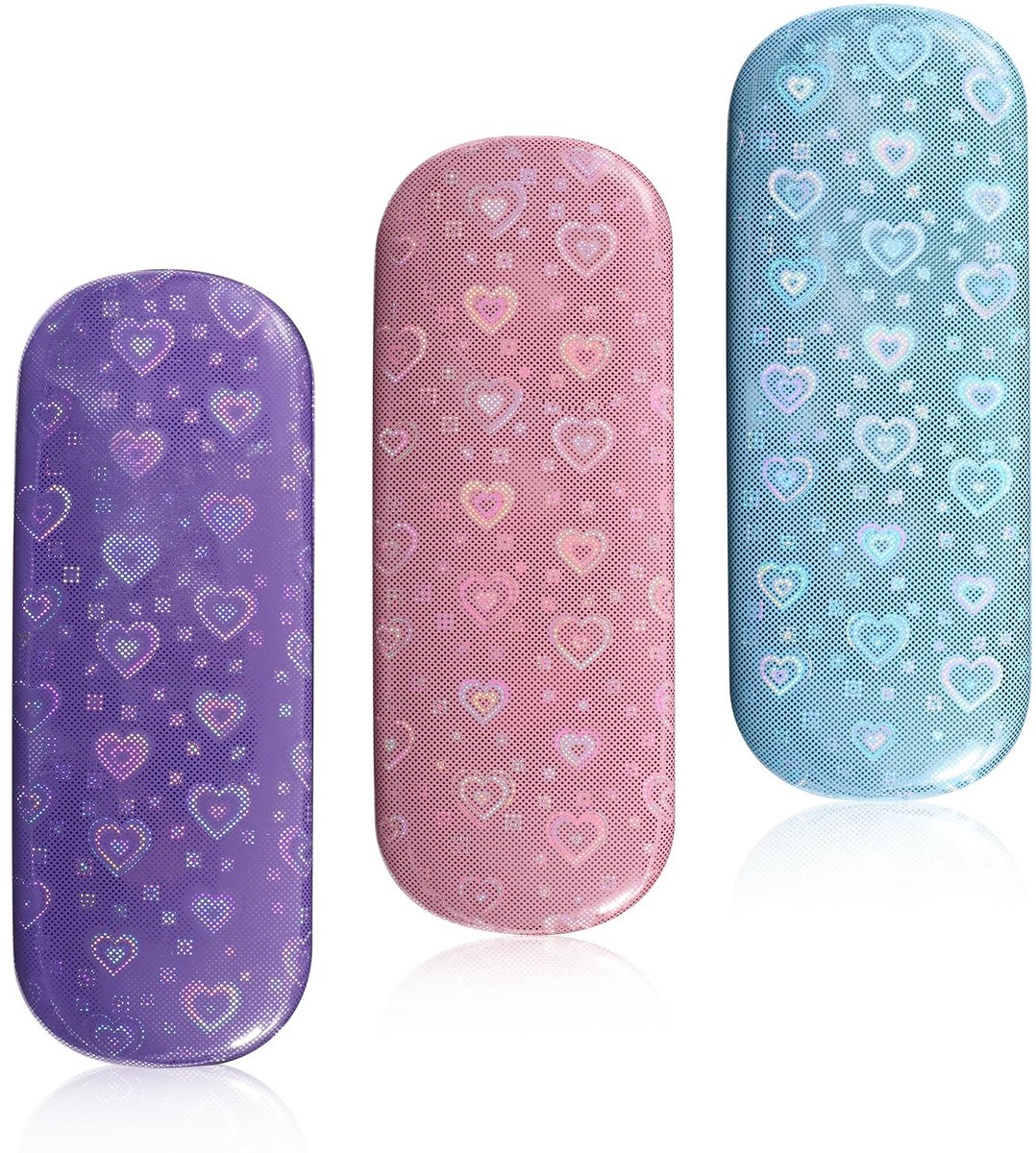 Dailygoods- Brillenkoffer 3-delig - Hard Shell - PU Leer - Bescherming voor Brillen/Zonnebrillen - Compact Ontwerp - Geschikt voor Vrouwen/Meisjes - Brildoos