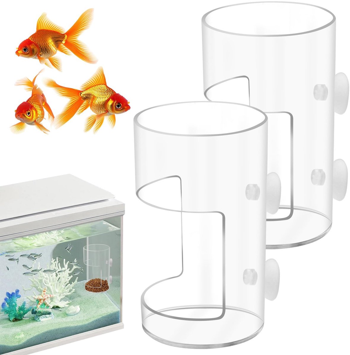 Dailygoods- Aquariumvisvoederbak - 2 stuks - Voerbuis - Tankverdeler - Accessoires - Duurzaam kunststof - Verstelbare grootte - Voederautomaat