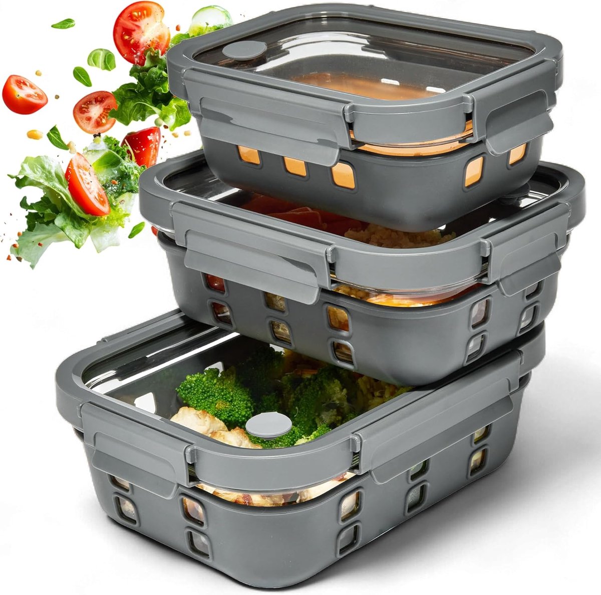 Meal Prep Containers - Glazen Bewaar Sets - Maaltijden Voorbereiden - Lekvrij Met Ventiel 