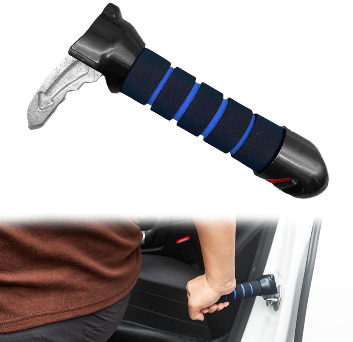 Dailygoods- Autogreep multifunctioneel - Antislip Handgreep - Draagbare Hulp voor Senioren - Veiligheidsgordelsnijder - Ramen Breken - Aluminium Punt - Instaphulp