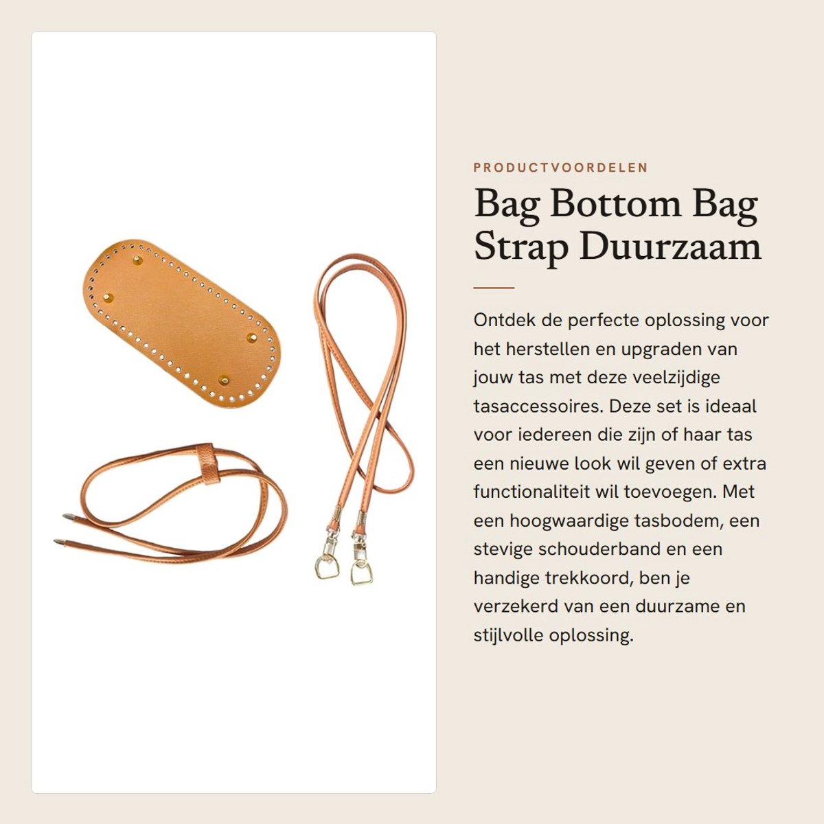 Dailygoods- Lederen Schouderband - 120 cm - Tas Accessoires - Tas Accessoires Hangers - Duurzaam Leer - DIY Producten - Tasaccessoires